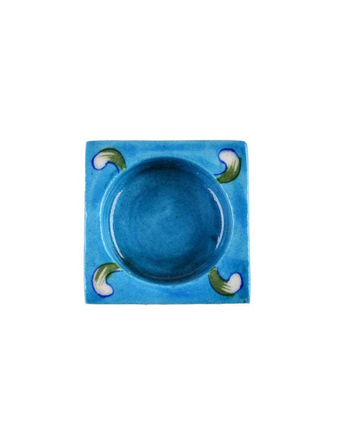 Blue Pottery Candle Holder Set Of 2pcs.